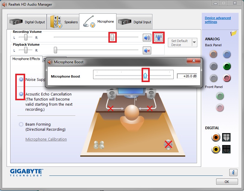 asus realtek hd audio manager getting mic to work