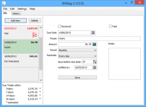 Download BillNag 1.0 For Windows Xp, 7
